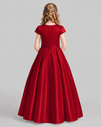 Burgundy A-line Junior Bridesmaid Dresses Back