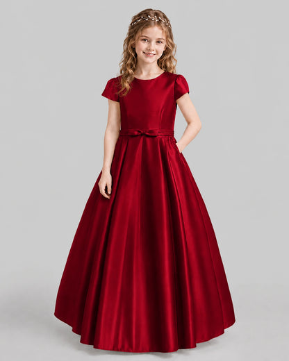 Burgundy A-line Junior Bridesmaid Dresses Front