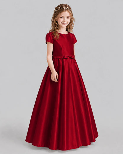 Burgundy A-line Junior Bridesmaid Dresses Side