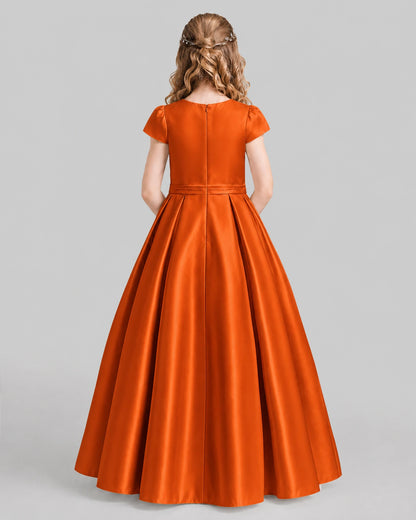 Burnt Orange A-line Junior Bridesmaid Dresses Back