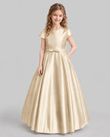 Champagne A-line Junior Bridesmaid Dresses Front