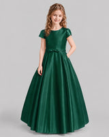 Dark Green A-line Junior Bridesmaid Dresses Front
