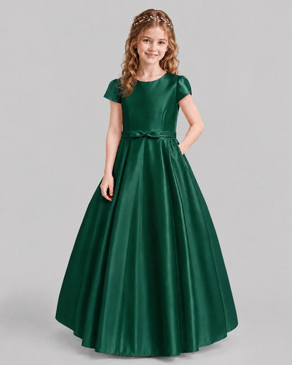 Dark Green A-line Junior Bridesmaid Dresses Front