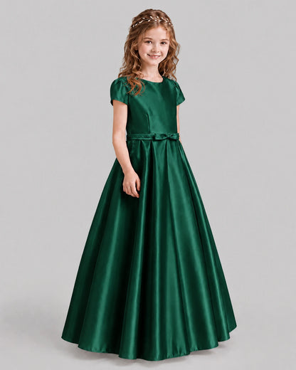 Dark Green A-line Junior Bridesmaid Dresses Side