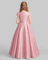 Dusty Rose A-line Junior Bridesmaid Dresses Back
