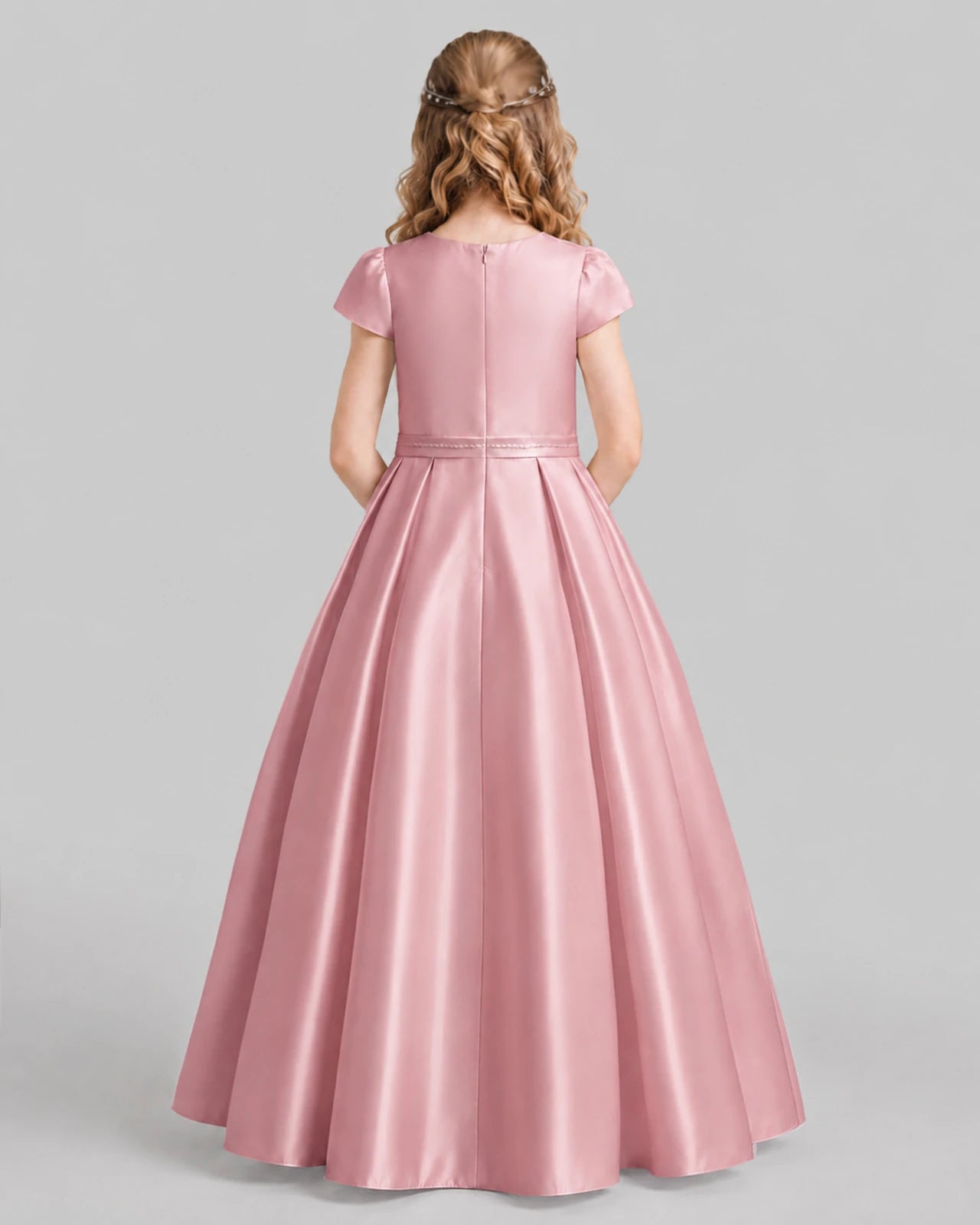Dusty Rose A-line Junior Bridesmaid Dresses Back