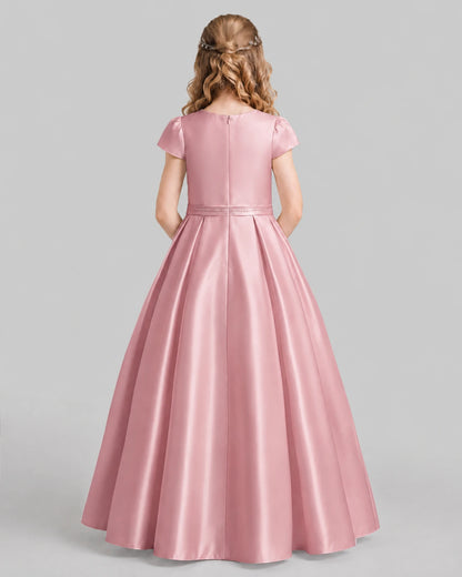 Dusty Rose A-line Junior Bridesmaid Dresses Back