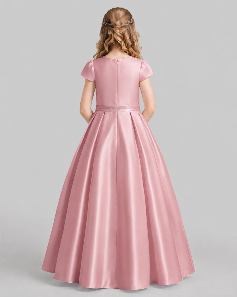 Dusty Rose A-line Junior Bridesmaid Dresses Back