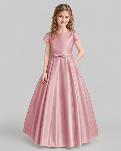 Dusty Rose A-line Junior Bridesmaid Dresses Front
