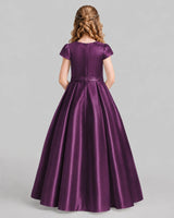 Grape A-line Junior Bridesmaid Dresses Back