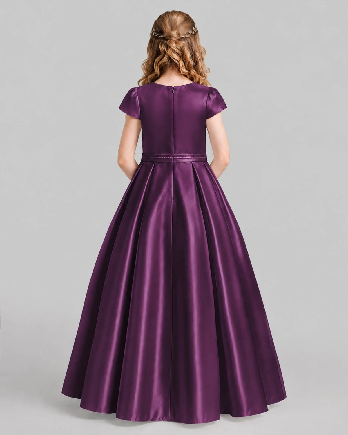 Grape A-line Junior Bridesmaid Dresses Back