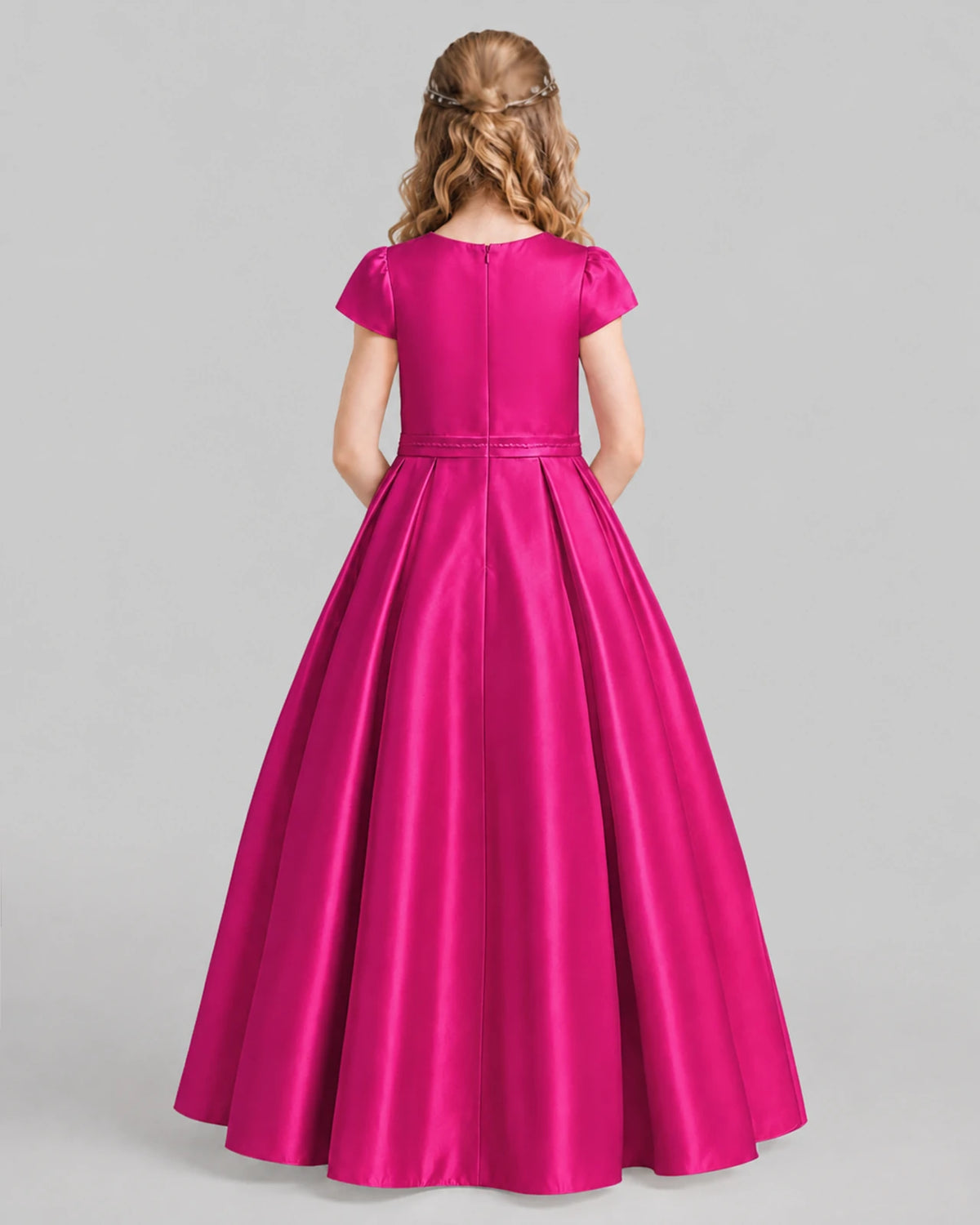 Hot Pink A-line Junior Bridesmaid Dresses Back