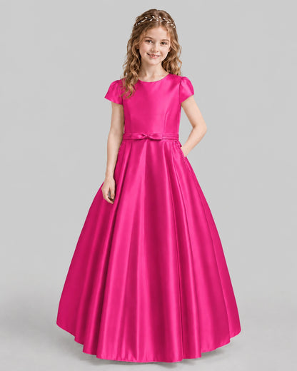 Hot Pink A-line Junior Bridesmaid Dresses Front