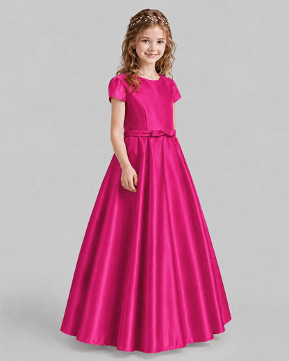 Hot Pink A-line Junior Bridesmaid Dresses Side
