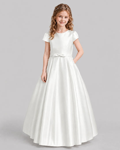 Ivory A-line Junior Bridesmaid Dresses Front