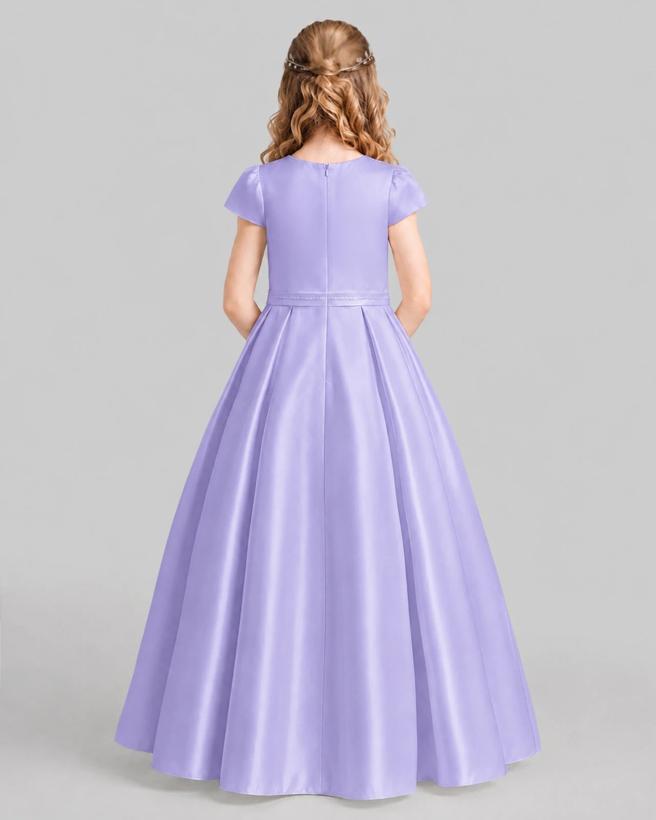 Lavender A-line Junior Bridesmaid Dresses Back