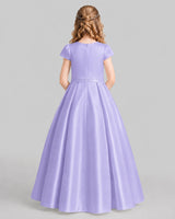 Lavender A-line Junior Bridesmaid Dresses Back