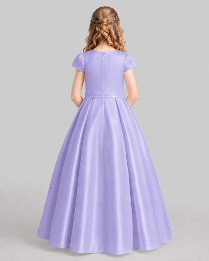 Lavender A-line Junior Bridesmaid Dresses Back