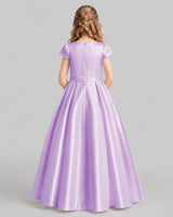 Lilac A-line Junior Bridesmaid Dresses Back