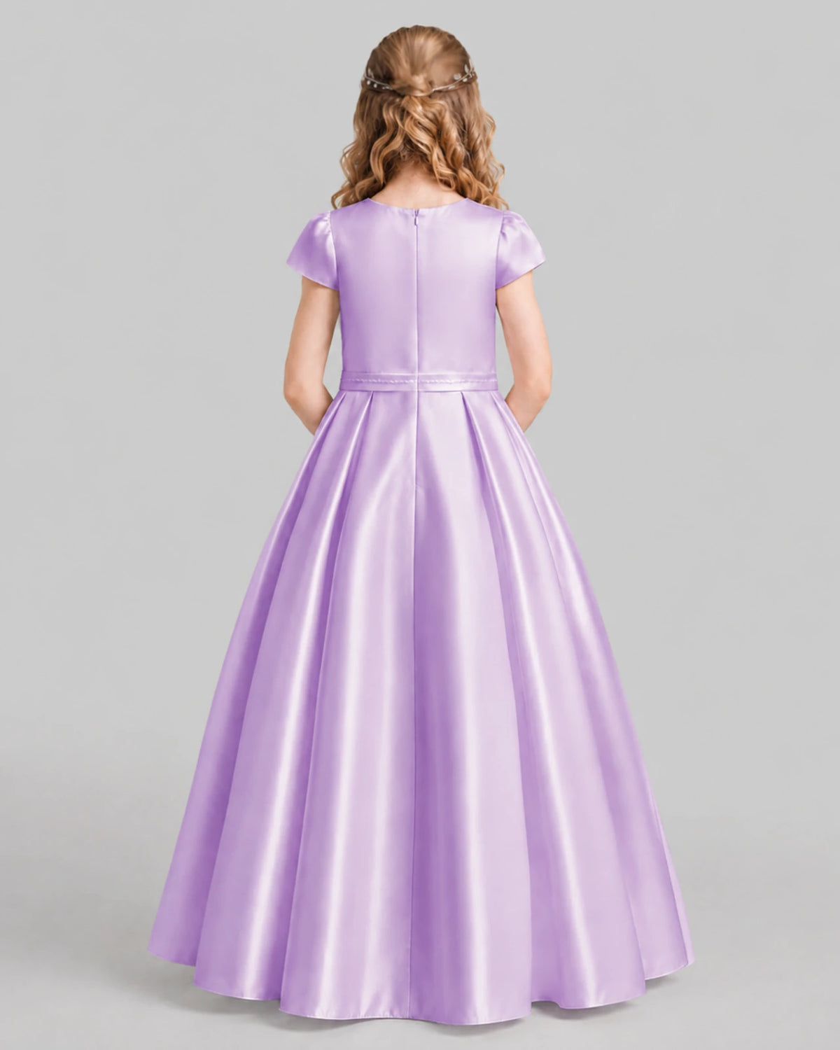 Lilac A-line Junior Bridesmaid Dresses Back