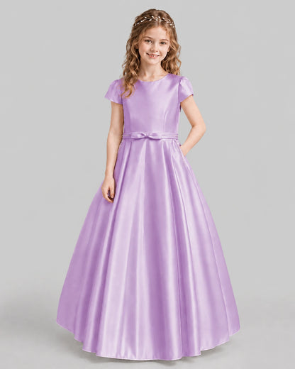 Lilac A-line Junior Bridesmaid Dresses Front