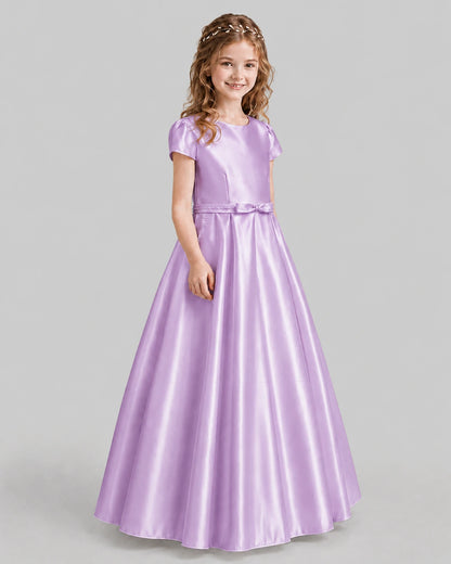 Lilac A-line Junior Bridesmaid Dresses Side