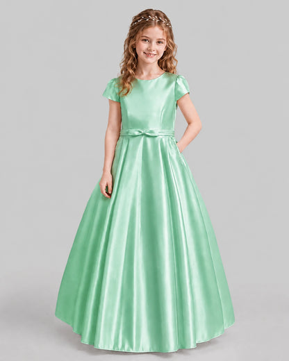 Mint Green A-line Junior Bridesmaid Dresses Front