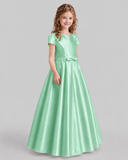 Mint Green A-line Junior Bridesmaid Dresses Side