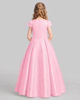 Pink A-line Junior Bridesmaid Dresses Back