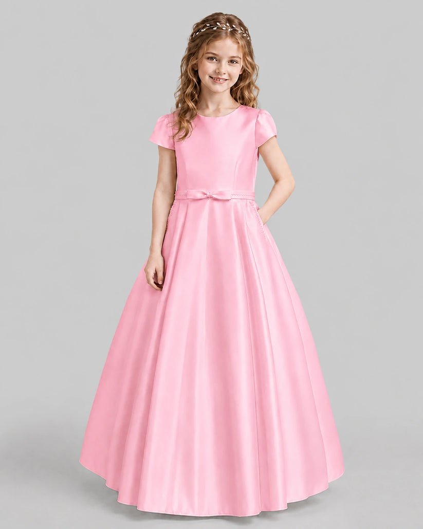 Pink A-line Junior Bridesmaid Dresses Front