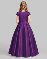 Purple A-line Junior Bridesmaid Dresses Back