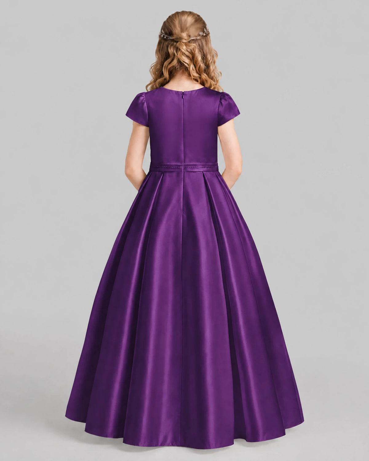 Purple A-line Junior Bridesmaid Dresses Back