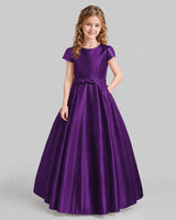 Purple A-line Junior Bridesmaid Dresses Front