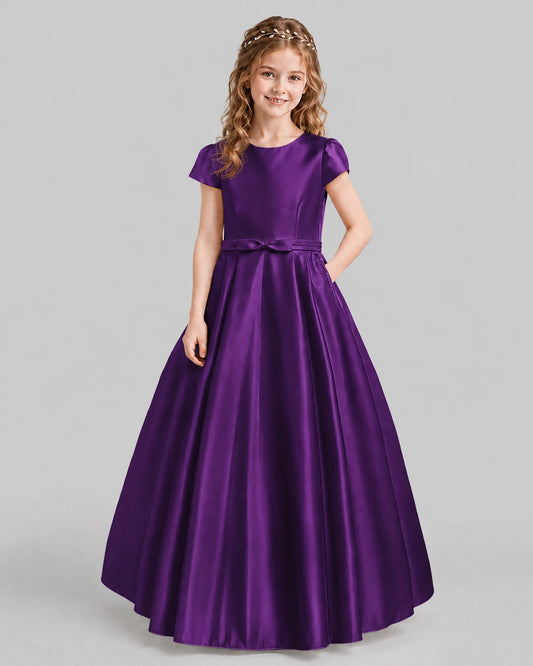 Purple A-line Junior Bridesmaid Dresses Front