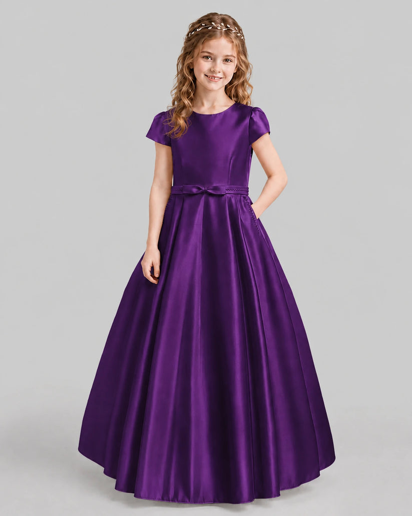 Purple A-line Junior Bridesmaid Dresses Front