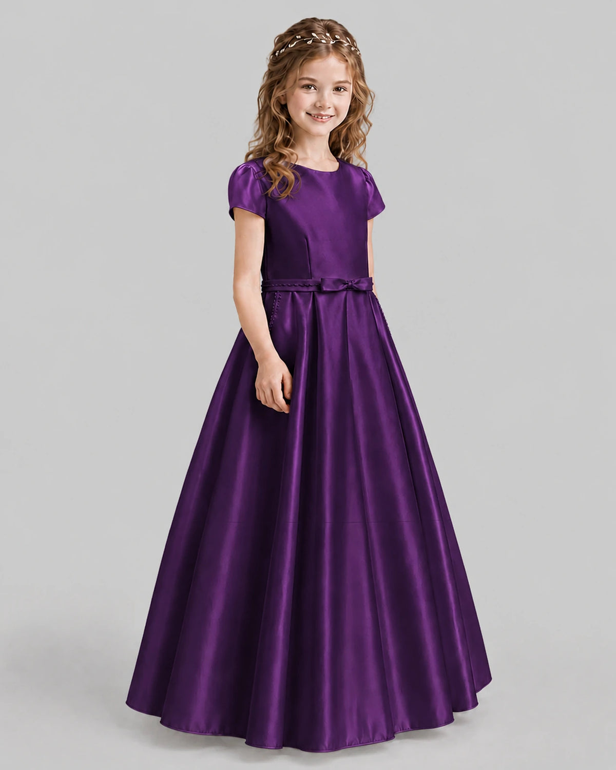 Purple A-line Junior Bridesmaid Dresses Side