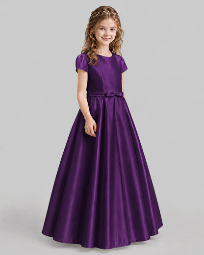 Purple A-line Junior Bridesmaid Dresses Side