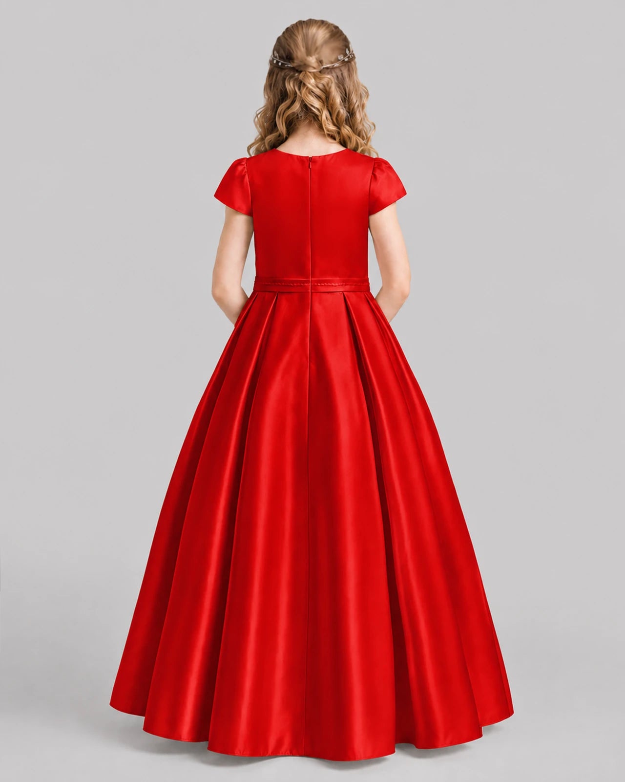 Red A-line Junior Bridesmaid Dresses Back
