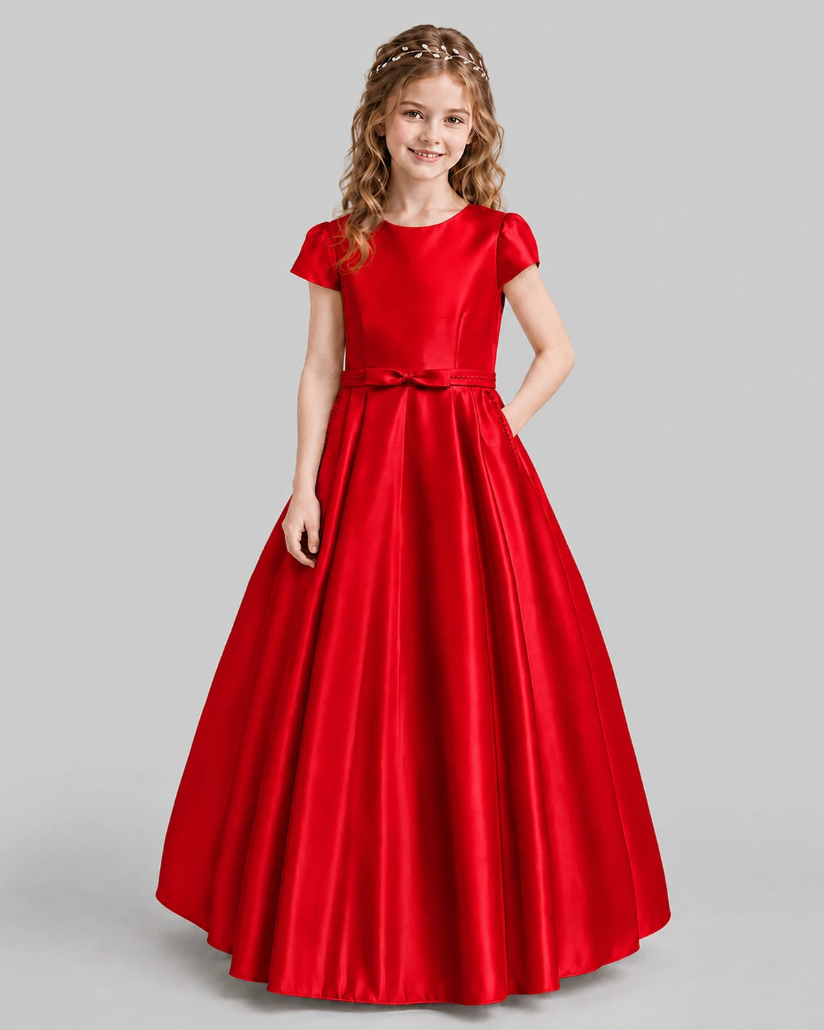 Red A-line Junior Bridesmaid Dresses Front