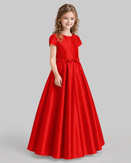 Red A-line Junior Bridesmaid Dresses Side