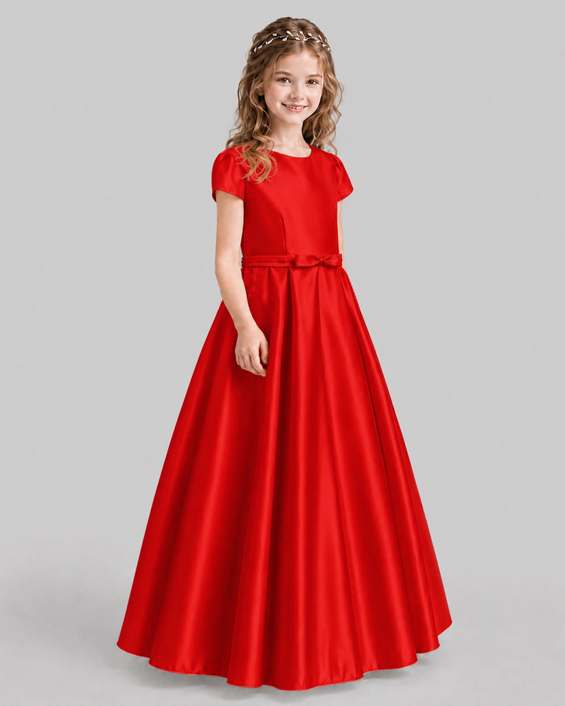 Red A-line Junior Bridesmaid Dresses Side