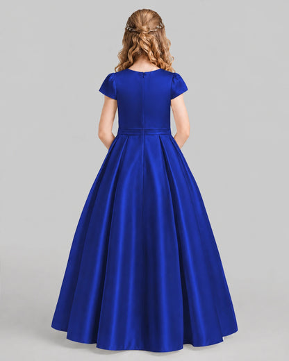 Royal Blue A-line Junior Bridesmaid Dresses Back
