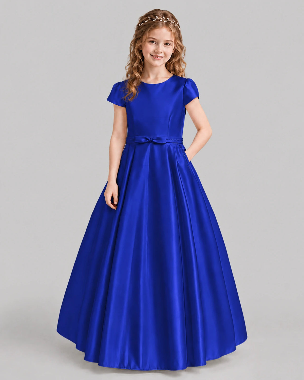 Royal Blue A-line Junior Bridesmaid Dresses Front