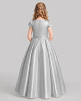 Silver A-line Junior Bridesmaid Dresses Back