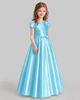 Sky Blue A-line Junior Bridesmaid Dresses Side