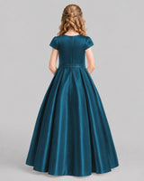 Teal A-line Junior Bridesmaid Dresses Back