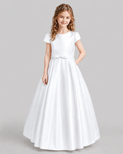 White A-line Junior Bridesmaid Dresses Front