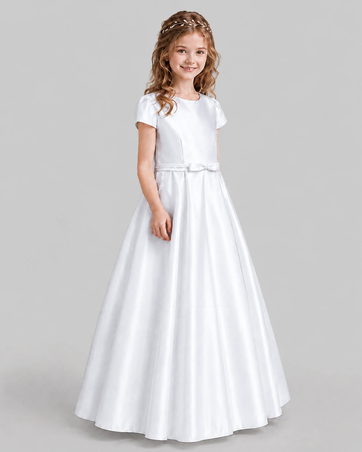 White A-line Junior Bridesmaid Dresses Side