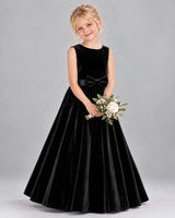 Black A-line Junior Bridesmaid Dresses Front