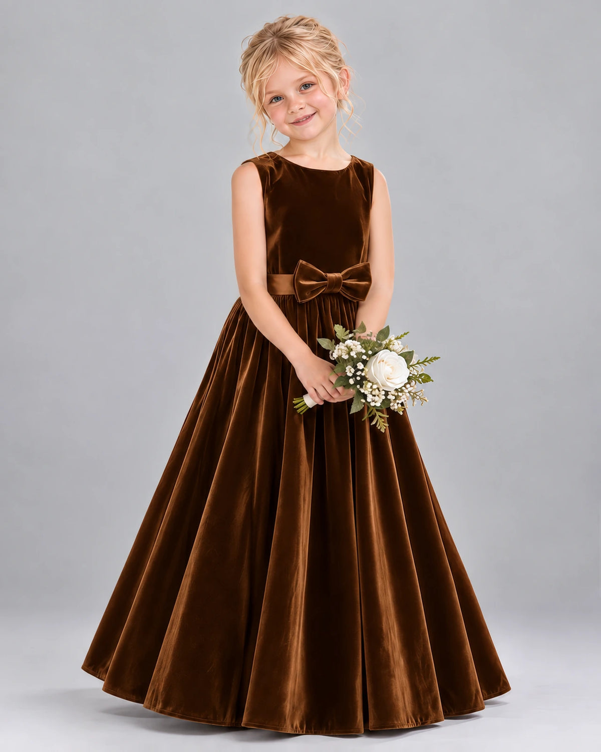 Chololate A-line Junior Bridesmaid Dresses Front